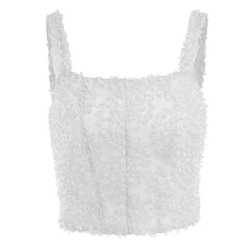 Áo Tank Top Chất Liệu Cotton Mềm Co Giãn Phối Ren Hoa Thời Trang Cho Nữ
