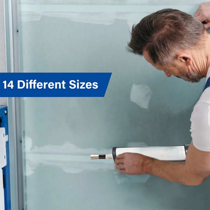 Bộ 14 Đầu Vòi Đi Bắn Keo Silicone Bằng INOX, Dụng Cụ Bơm Keo Dán Cửa Nhôm, Keo Chống Thấm Tường Gạch, Keo Xây Dựng