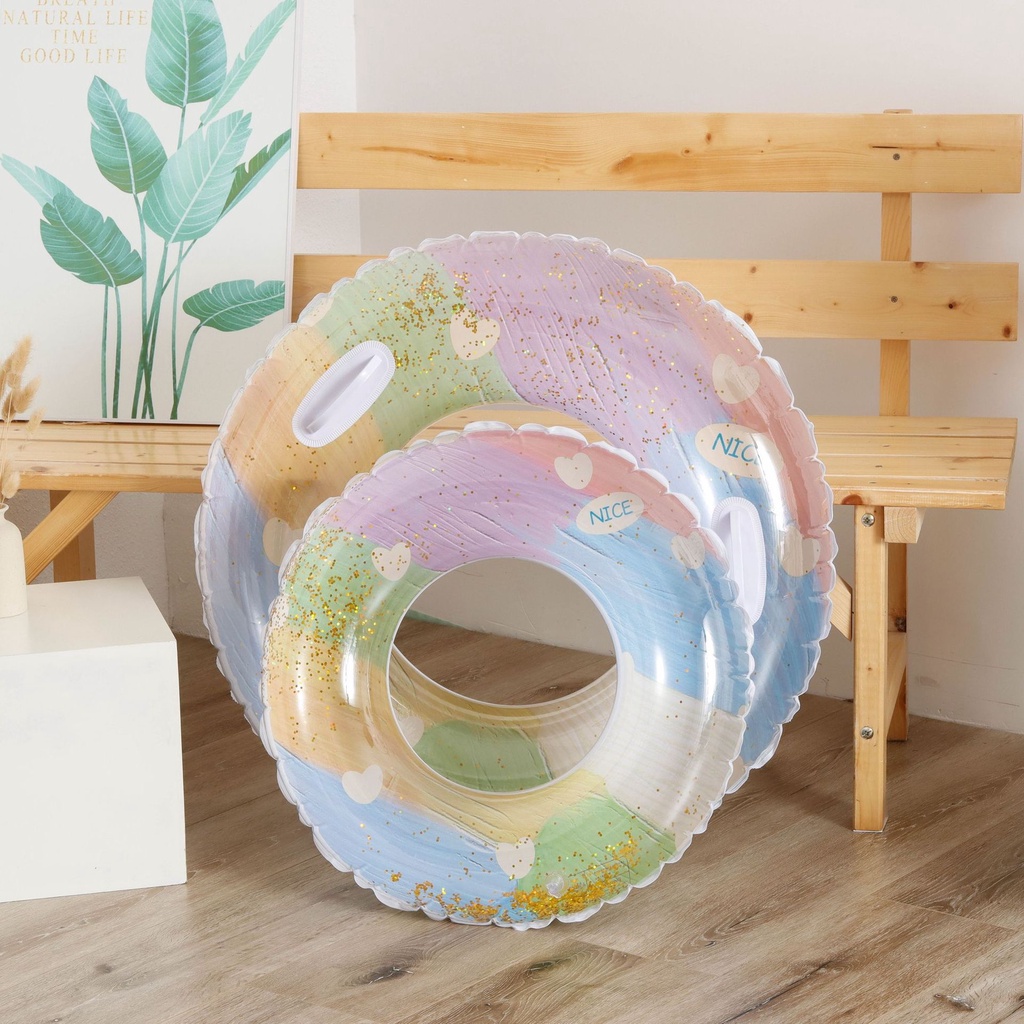 Phao Bơi Bơm Hơi Hình Tròn Đính Kim Tuyến Lấp Lánh Mới Cho Người Lớn Và Trẻ Em