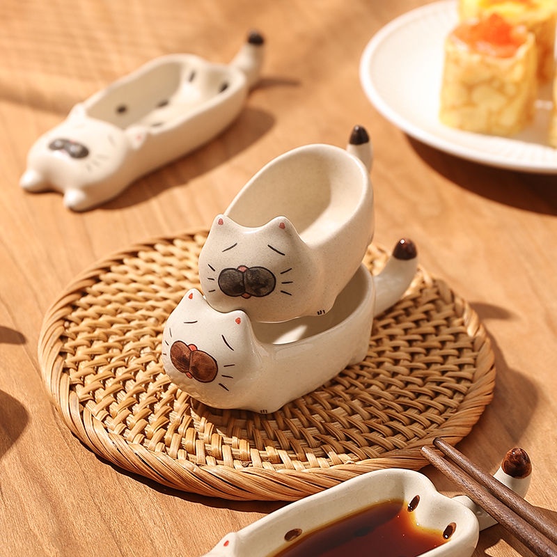 Đĩa Sứ Đựng Gia Vị / Sushi / Giấm Hình Mèo Hoạt Hình Sáng Tạo Chất Lượng Cao