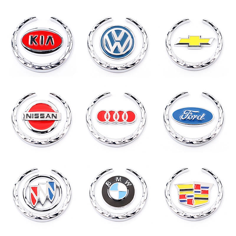 Car 3D Metal Car Badge Sticker Honda Toyota Mercedes Volkswagen Nissan Wheat Car Side Window Body Car Logo Labeling rPsW