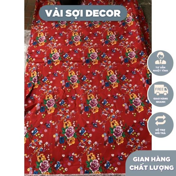 Vải hoa mẫu đơn cotton 100% khổ 1,6m