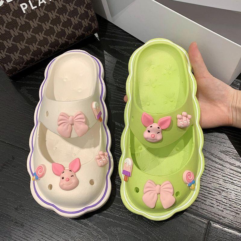 JY379- C8 - Dép  nữ đế mềm dễ thương bít mũi che nắng thời trang hè xinh xẻo cho nữ  cài stickcer