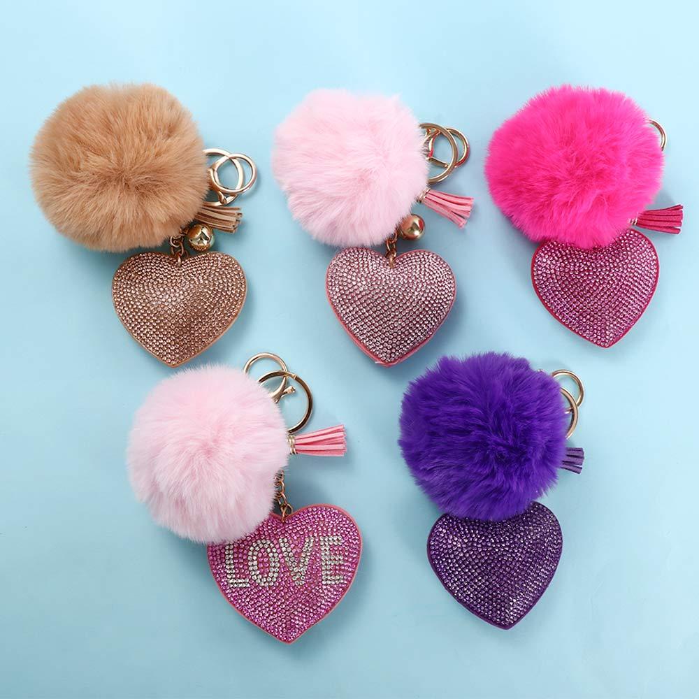 Móc Khóa Cục Bông Pompom Trang Trí Túi Xách Nữ|Áo Thun In Hình Trái Tim Xinh Xắn Cho Nữ