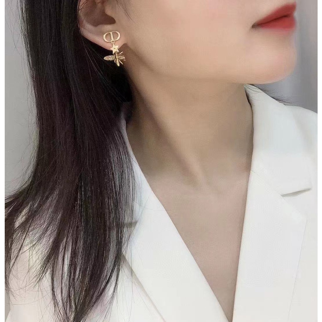 Khuyên Tai Tròn Khắc Chữ Dior Bằng Thép Titanium Thời Trang Cho Nữ