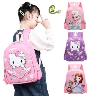 Cặp sách cho bé gái mầm non mẫu giáo, balo elsa hình công chúa kitty, elsa, sofia nhiều ngăn Cuội Store