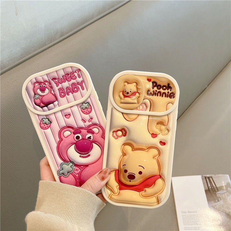Ốp Điện Thoại Hình Gấu Dâu Tây Cho Iphone 11promax 12 13promax 14pro 13 / 14 11 / 12promax 7plus 8plus xsmax