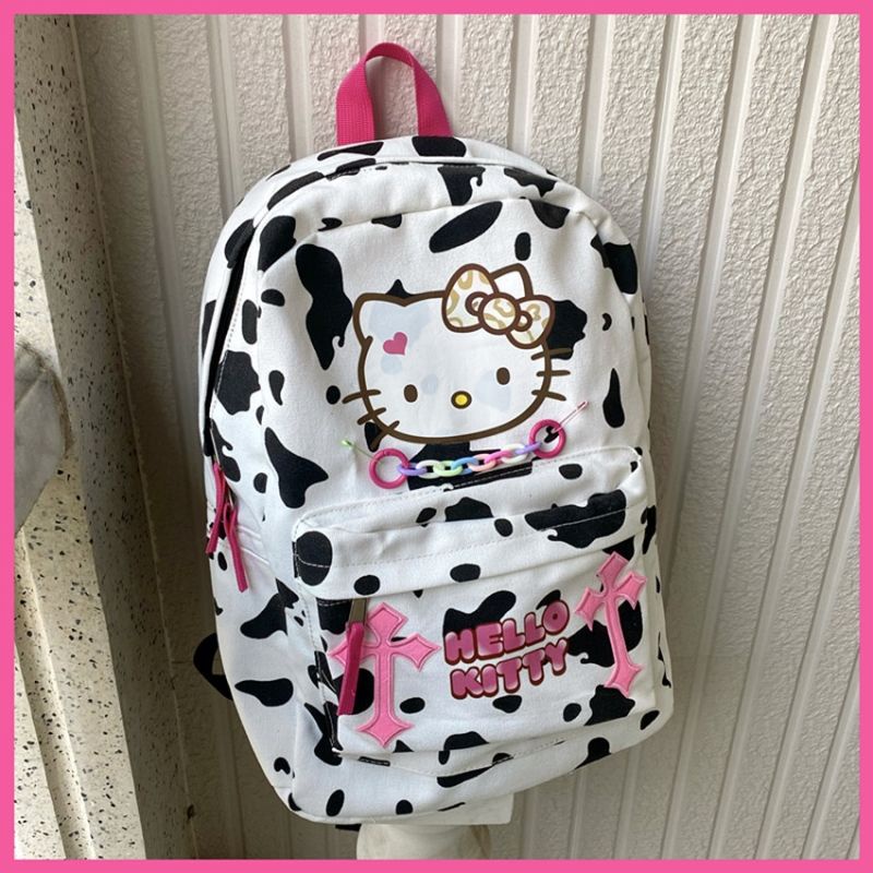 Balo Đi Học Cỡ Lớn In Họa Tiết Da Báo / Hello Kitty Dễ Thương Cho Bé Gái