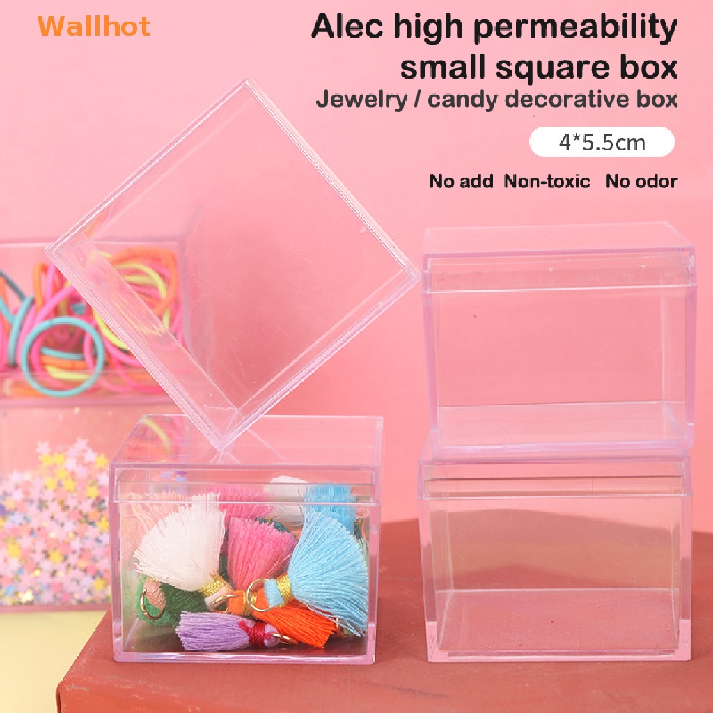 Wallhot> Clear Acrylic 5 Sided Jewelry Display Storage Box Case Square Cube Props Box well