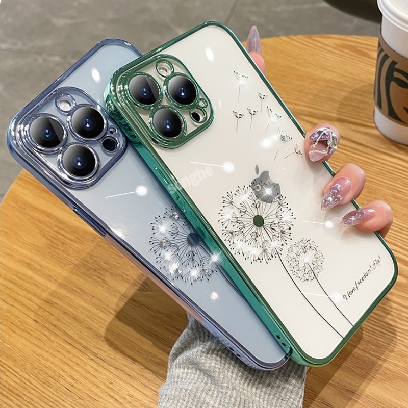 Ốp Điện Thoại Trong Suốt Đính Kim Cương Giả Cho IPhone 11 11Pro 11ProMax 12 12Pro 12ProMax 13 13Pro 13ProMax 14 14Pro 14ProMax