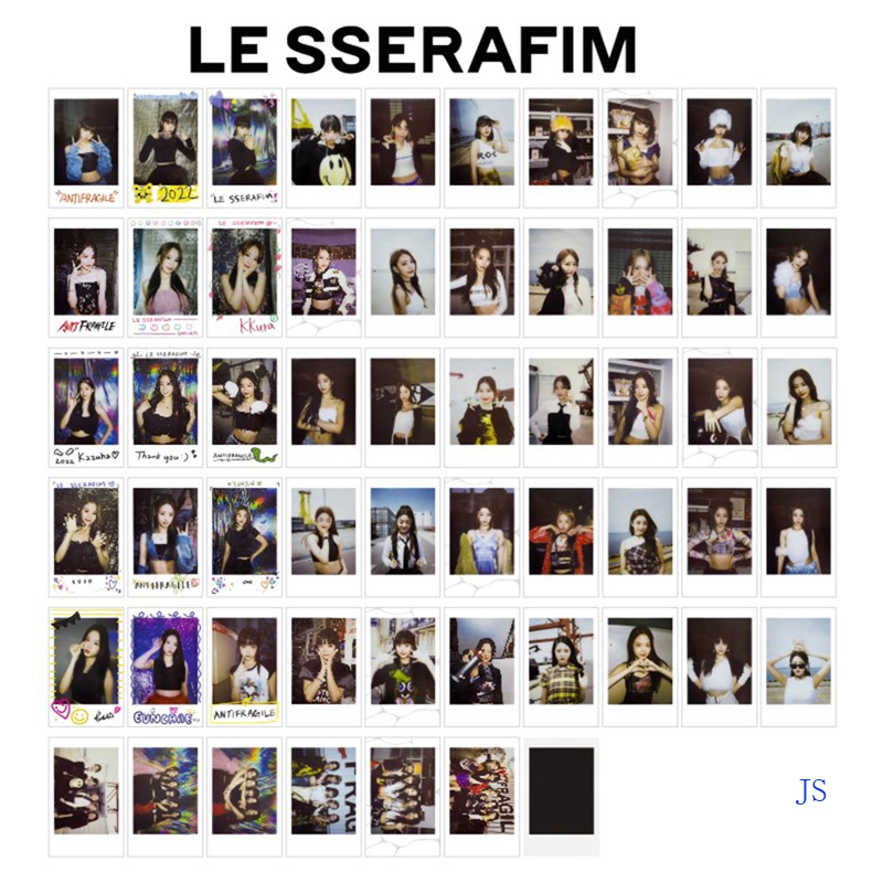 Set 6 Tấm Ảnh Thẻ In Hình Các Thành Viên Nhóm Nhạc Kpop LE SSERAFIM SAKURA KAZUHA HUH YUNJIN