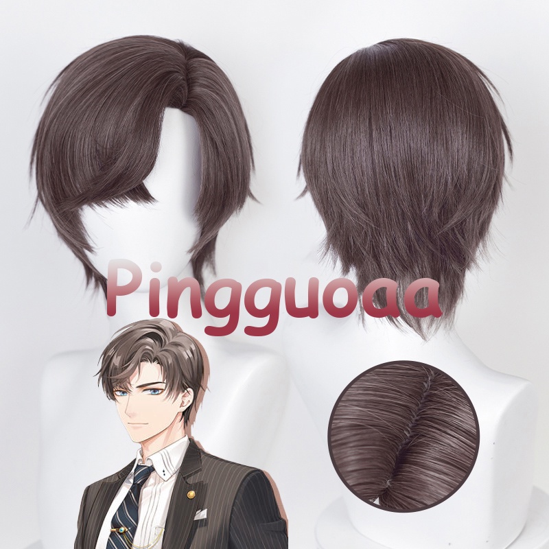Manmei Game Tears of Themis Libra Cosplay Wig 33cm Pink Brown Wigs Heat Resistant Synthetic Hair
