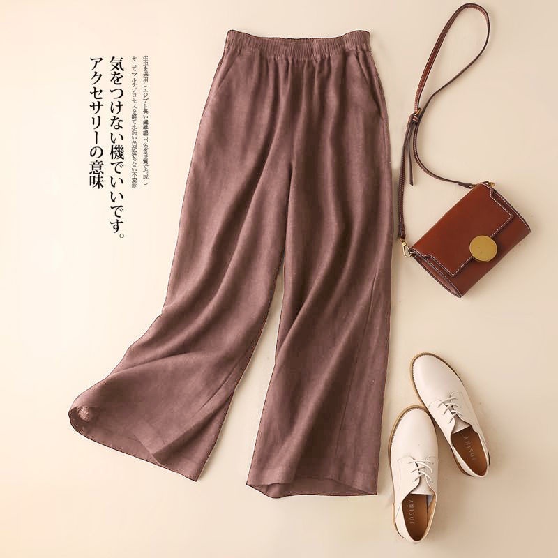 Quần Dài Vải Lanh Cotton Mỏng Ống Rộng Lưng Cao Cỡ Lớn Thời Trang Mùa Hè Mới Cho Nữ