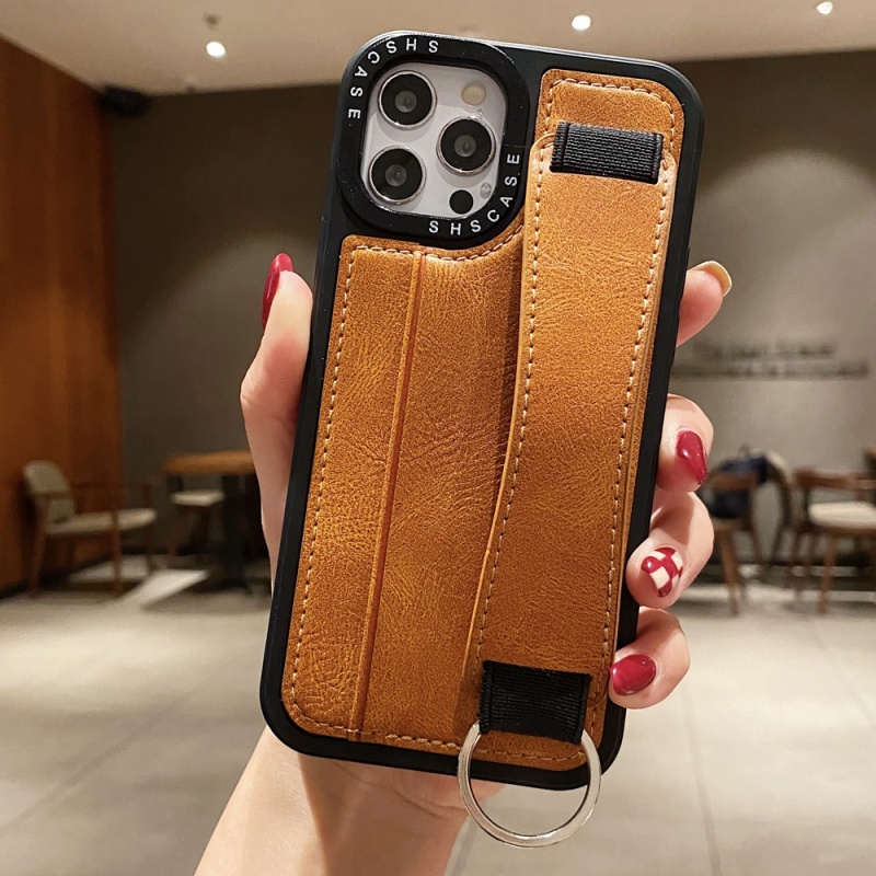 Ốp Điện Thoại Bằng Da PU Có Ngăn Đựng Thẻ Và Dây Đeo Cổ Tay Chống Sốc Chống Rơi Cho iPhone 13 14 12 11 Pro Max 14 Plus