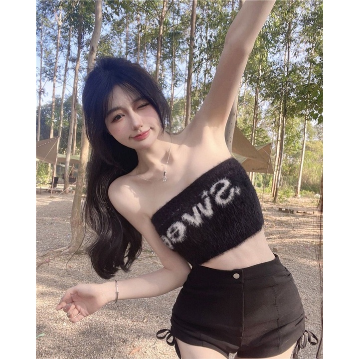 Nzn Áo Dệt Kim Không Tay Dáng Ôm In Họa Tiết monogram Gợi Cảm Thời Trang Hàn Quốc Cho Nữ