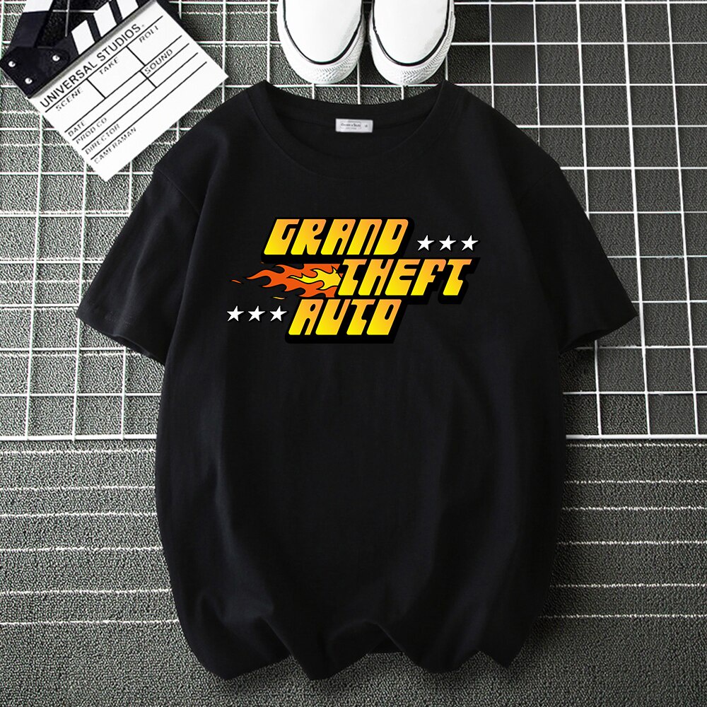 Grand Theft Auto Áo Thun Cặp Đôi Mùa Hè Chất Lượng Cao Họa Tiết Hoạt Hình Phong Cách Harajuku GTA 5 Thời Trang Thường Ngày Cho Thanh Thiếu Niên