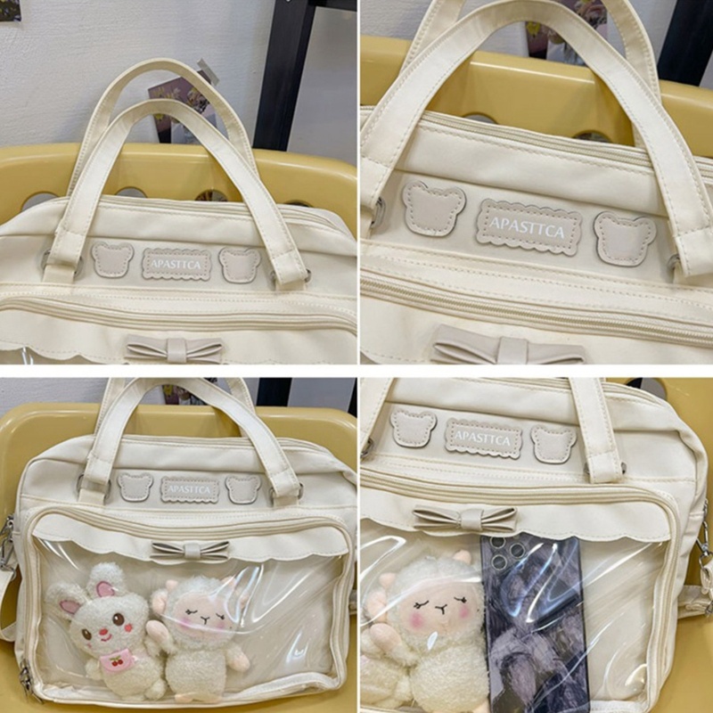 Túi Đeo Chéo Trong Suốt Phối Nơ Dễ Thương Phong Cách Nhật Bản Cho Nữ