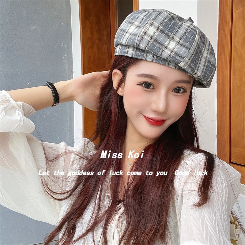 Mũ Beret Bát Giác Kẻ Sọc Caro Phong Cách Retro Anh Quốc Dễ Phối Đồ Mùa Hè Thu Cho Nữ