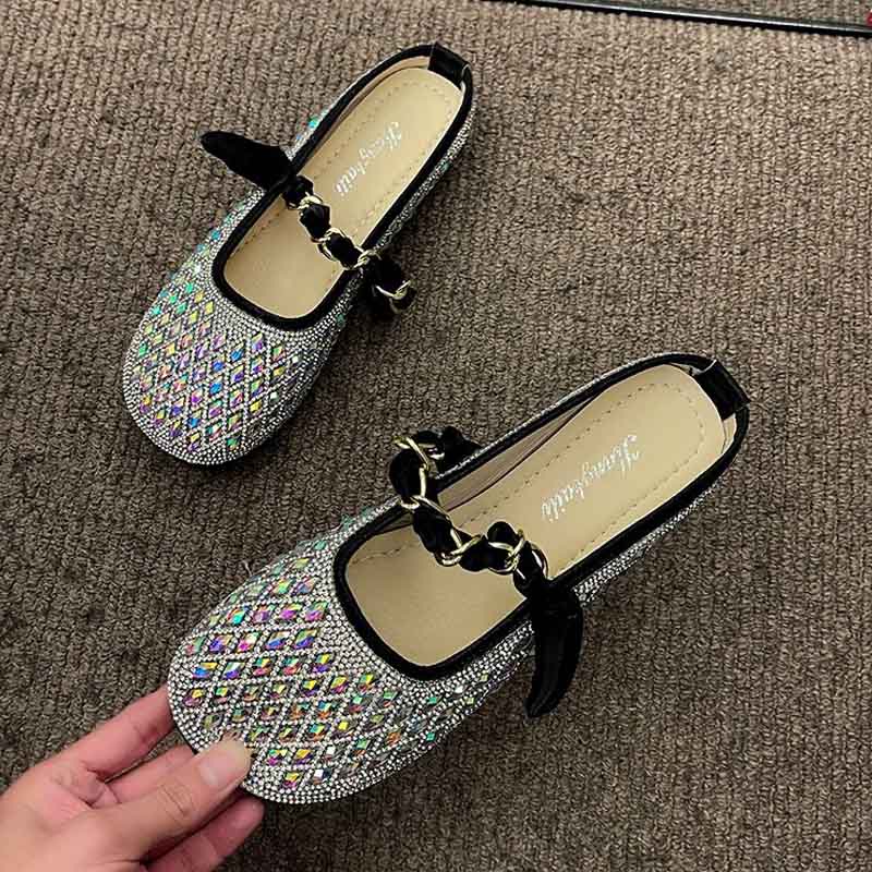 Oeteo Giày Búp Bê Đế Bằng Đính Đá Lấp Lánh Thời Trang Cho Nữ