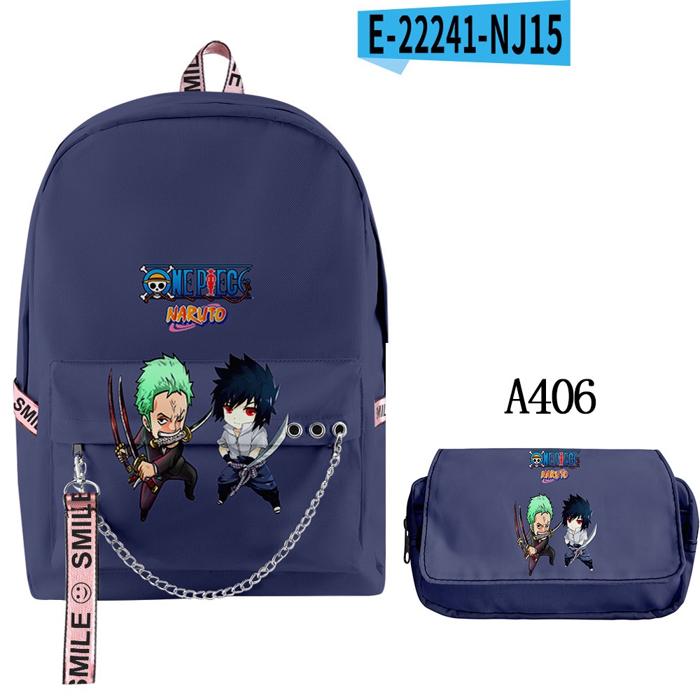 ♝Bán buôn tại nhà máy♝Ba lô có dây đeo hợp thời trang hợp thời trang mới One Piece + Bộ túi đựng học sinh đôi đựng bút chì