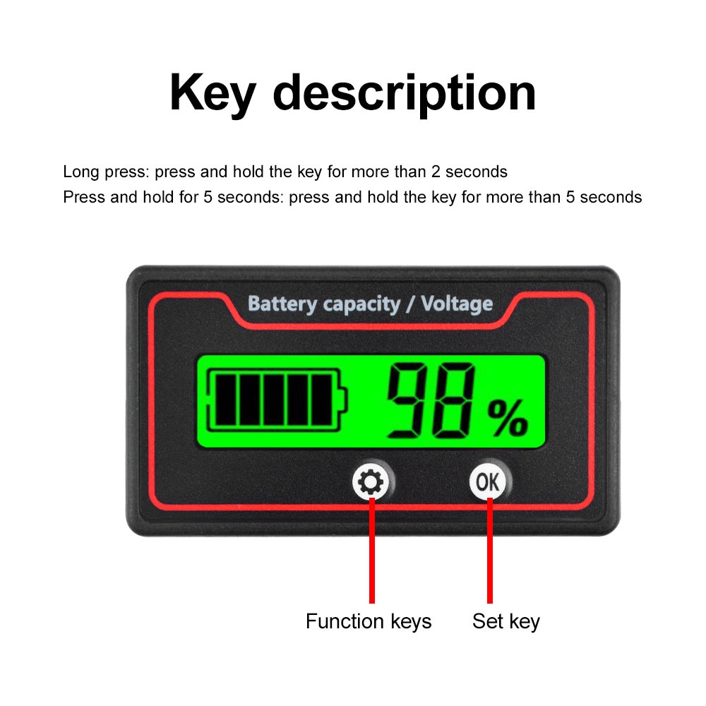 Đồng hồ đo dung lượng pin ZIQQUCU 9-120v 12v 24v 48v chuyên dụng cao cấp cho gia đình
