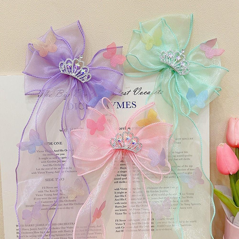 Kẹp Tóc Hình Bướm Đính Mạng Che Mặt Dễ Thương Cho Bé Gái