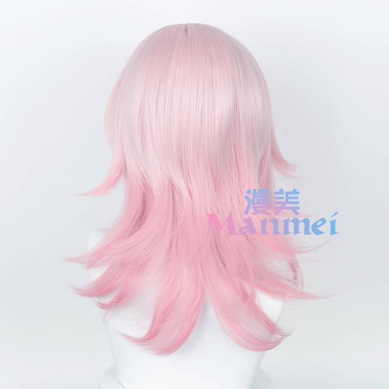 Manmei Game Honkai: Star Rail March 7th Cosplay Wig 50cm Long Pink Gradient Wigs Heat Resistant Synthetic Hair