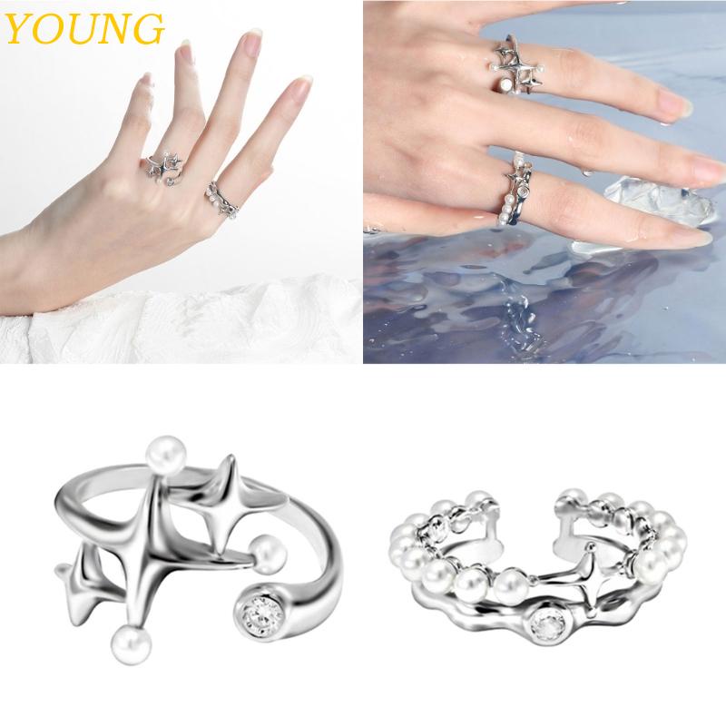 Nhẫn Đính Hôn / Nhẫn Đính Đá Pha Lê Phong Cách Harajuku Trẻ Trung Cho Cặp Đôi Y2k