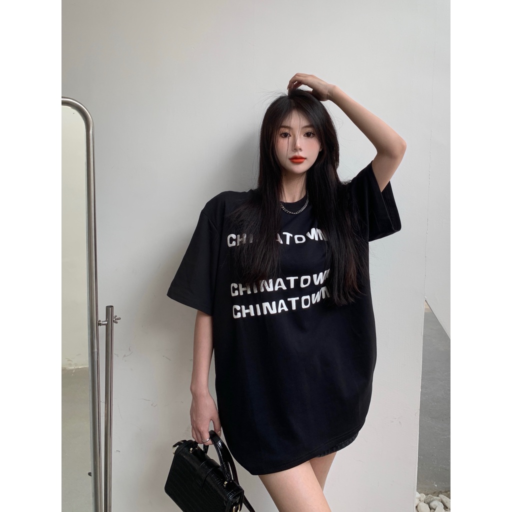 Áo Thun T-Shirt Tay Ngắn Cổ Tròn In Chữ Dành Cho Nữ