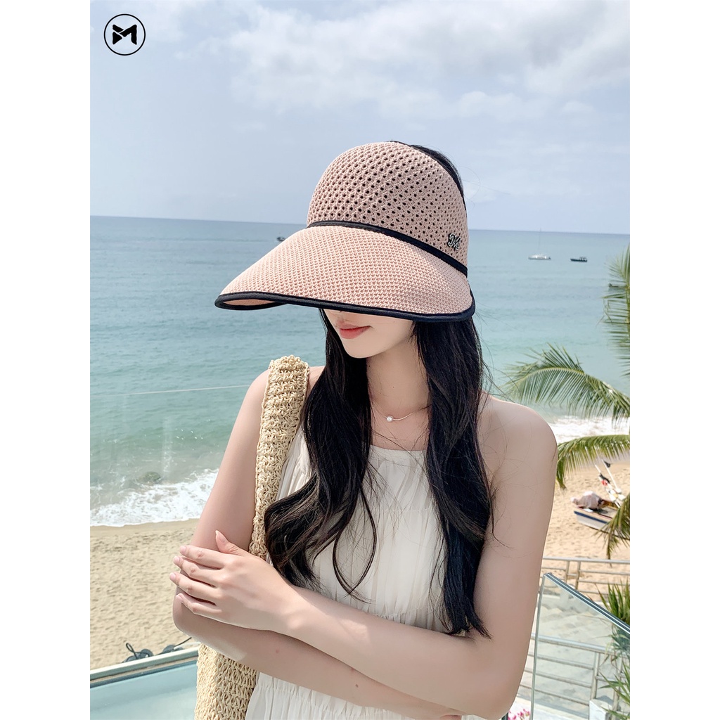 Mũ Cói Chống Nắng Vành Rộng Hở Chóp Thoáng Khí Thời Trang Mùa Hè Cho Nữ