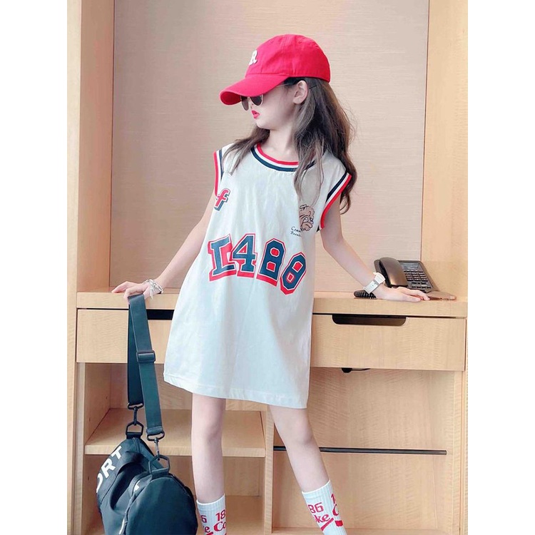 Đầm Thun Đồng Phục Thể Thao Không Tay Màu Sắc Tương Phản Thời Trang Mùa Hè Dành Cho Nữ