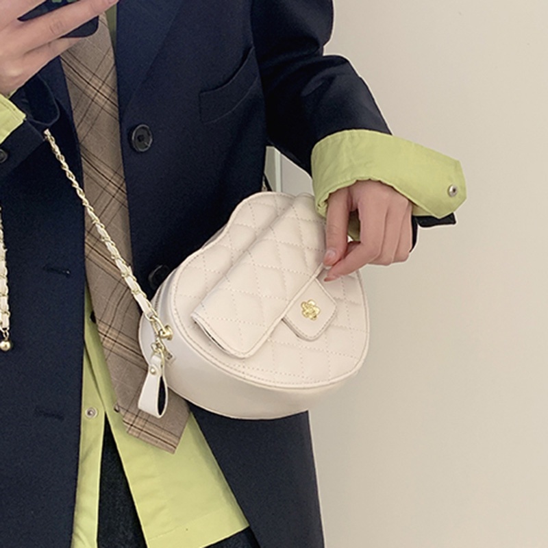 Ielgy Túi Đeo Vai Dây Xích Hình Thoi Thiết Kế Hình Trái Tim Đa Ứng Dụng Cho Nữ