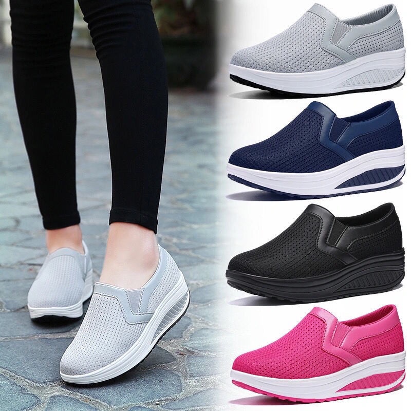 Giày Lười Đế Dày Phối Lưới Phong Cách Mới Cho Nam Và Nữ（Giày bata）Giày Lười Nữ