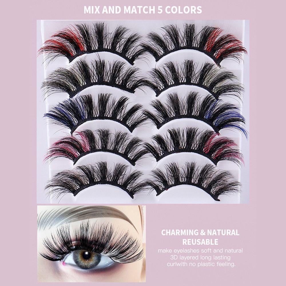 XIANTIN Set 5 Cặp Lông Mi Giả Mềm Mịn Nhiều Màu Sắc