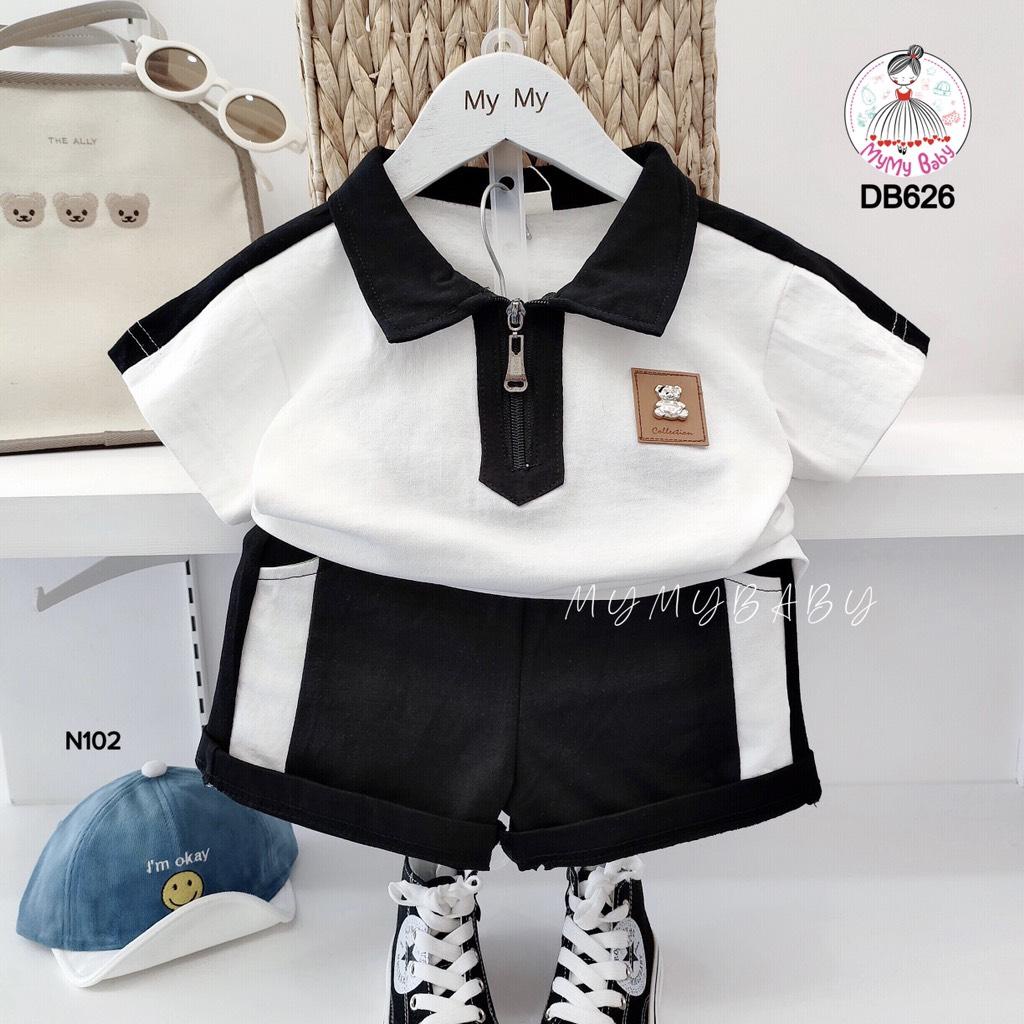 Đồ bộ cổ đen dây kéo quần sọc trắng viền 2 bên