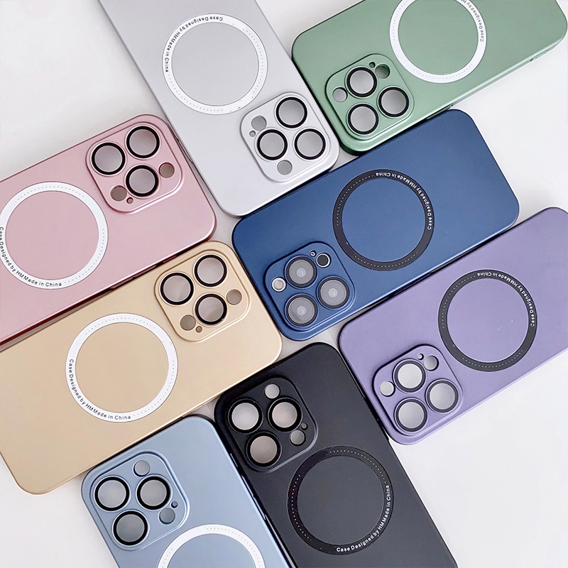 Ốp Điện Thoại PC Cứng Mặt Kính Từ Tính Bảo Vệ Ống Kính Cho iPhone 14 Plus 13 12 11 Pro Max