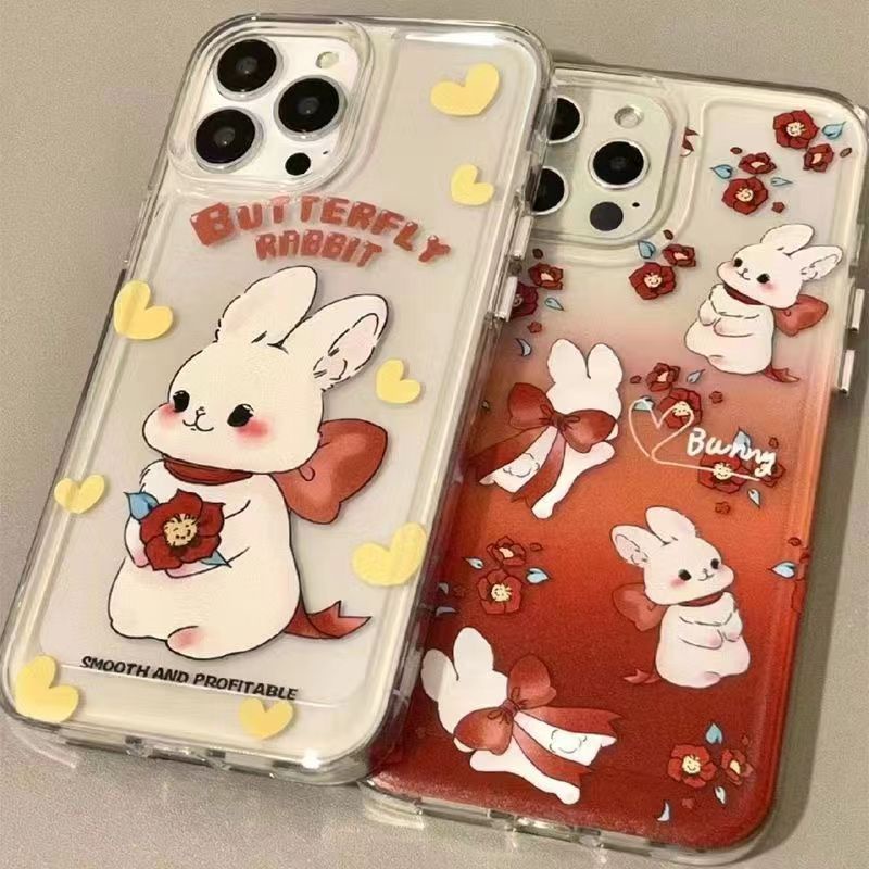✅Ốp Điện Thoại Mềm Chống Sốc In Hình Thỏ Năm Mới Cho iPhone 14 / 13promax 12 / 11pro xr / xs 7 / 8plus