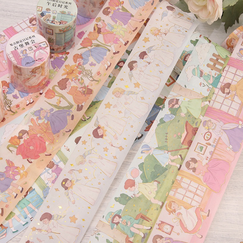Cuộn Băng Keo Washi Họa Tiết Hoạt Hình Phong Cách Cổ Điển Trang Trí Sổ Tay diy
