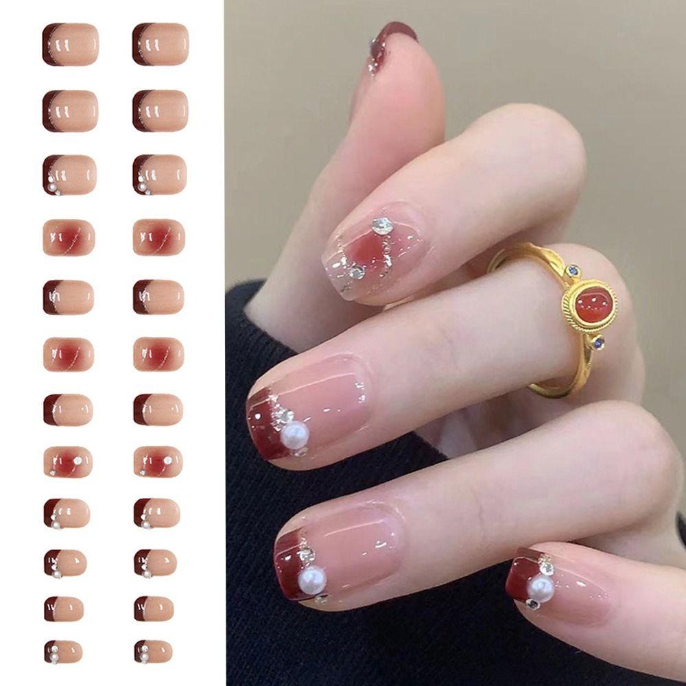 Bộ 24 Móng Tay Giả Tự Trang Trí Nghệ Thuật Đồng Xu Pháp Giả Dùng Trang Trí Độc Đáo