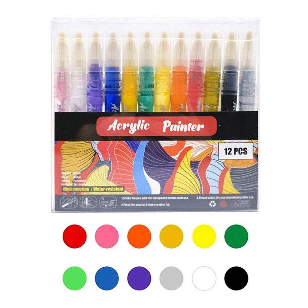 .Set 12 Bút Vẽ Đánh Golf Chống Nắng Chống Thấm Nước Bằng Acrylic