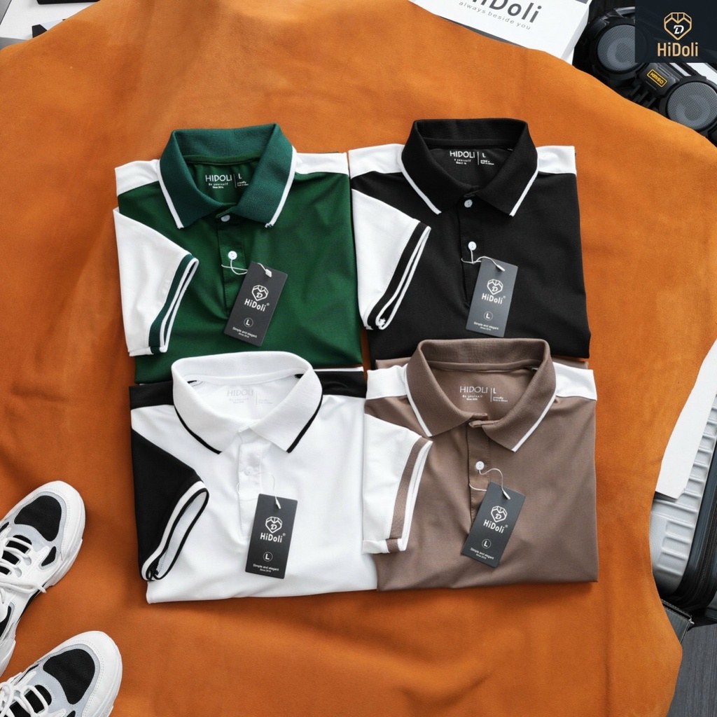 Áo POLO nam form rộng kẻ sọc họa tiết, áo thun nam có cổ bẻ cộc tay vải cotton co giãn VINTINO