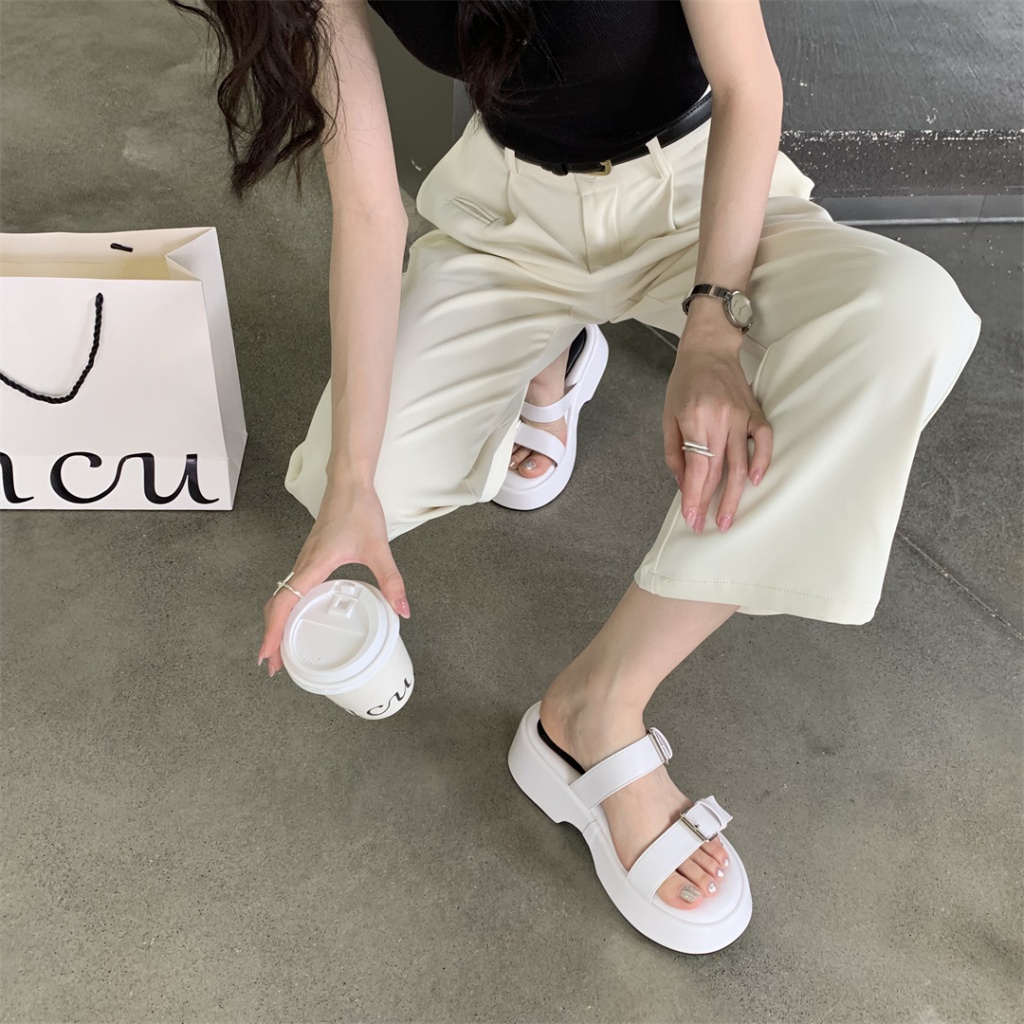 Dép Sandal Đế Xuồng Dày Dặn Quai Denim Thời Trang Mùa Hè 2023 Dành Cho Nữ