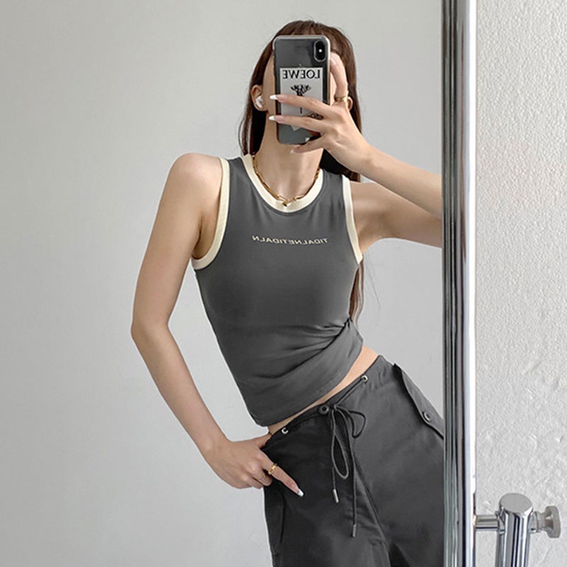 Nevaeh Áo Croptop Sát Nách Thể Thao Phong Cách Retro Thời Trang Mới Cho Nữ