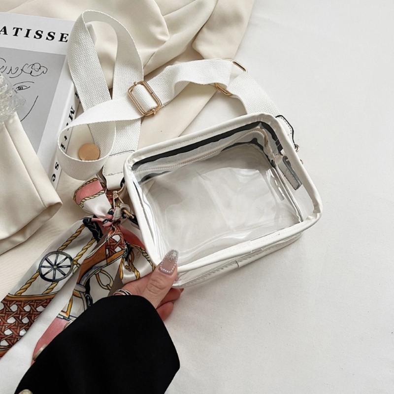 Túi Đeo Chéo Vai Bằng PVC Trong Suốt Màu Trơn Dành Cho Nữ