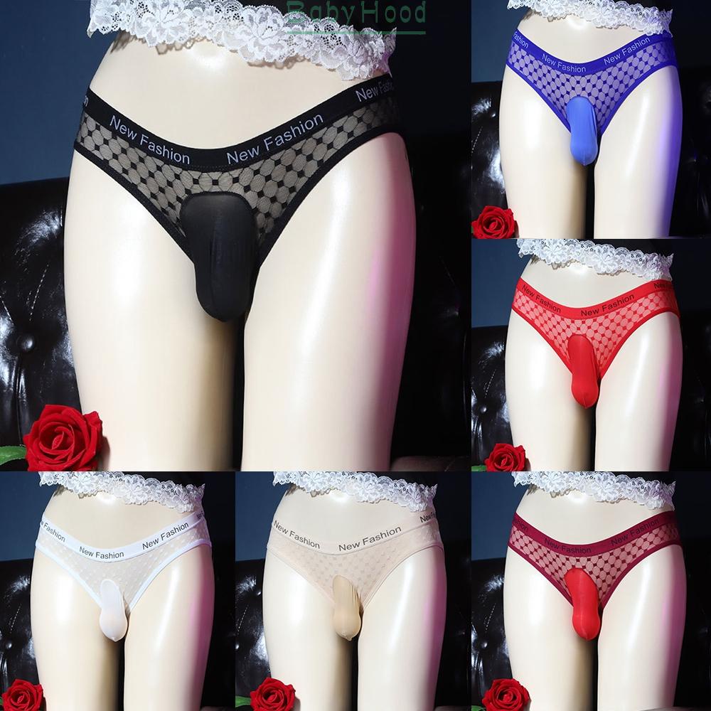 Lingerie Briefs Gay Lattice Men Mesh Panties Pouch See Through Sissy Slip#BBHOOD