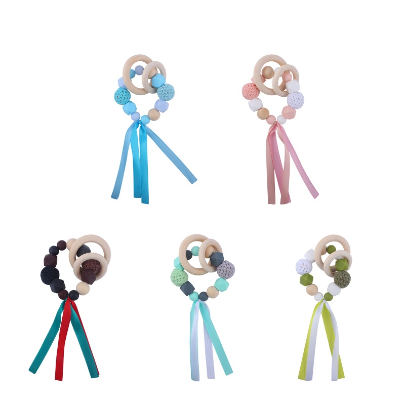 Vòng Tay Đồ Chơi Bằng Silicone Đính Hạt Không BPA Dành Cho Bé Mọc Răng