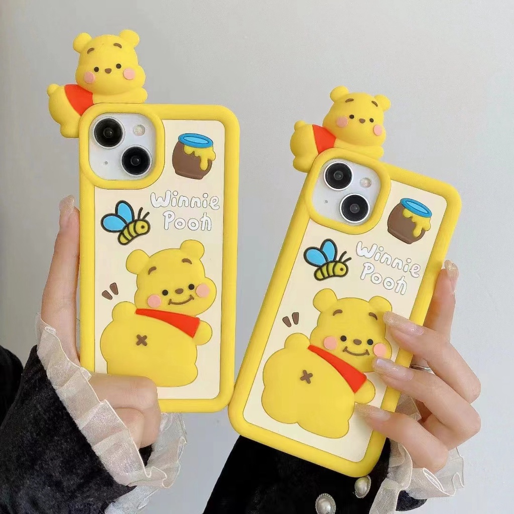 Ốp Điện Thoại Silicon Họa Tiết Winnie Pooh 3D Dành Cho iPhone 14 13 12 11 Pro MAX XR X / XS 14 Plus