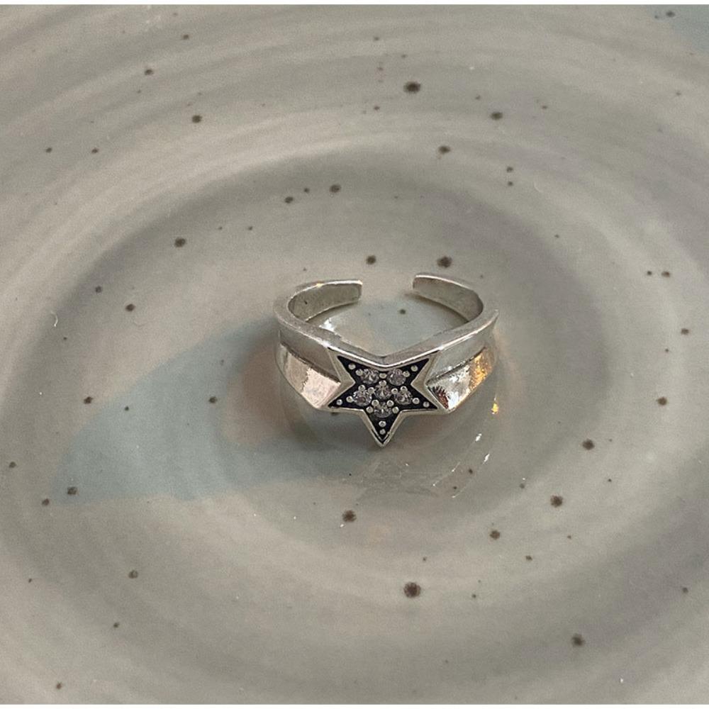 Nhẫn Hình Ngôi Sao Lấp Lánh Phong Cách Vintage Cho Nữ|Nhẫn Hình Ngôi Sao Năm Cánh Lấp Lánh Phong Cách Hàn Quốc