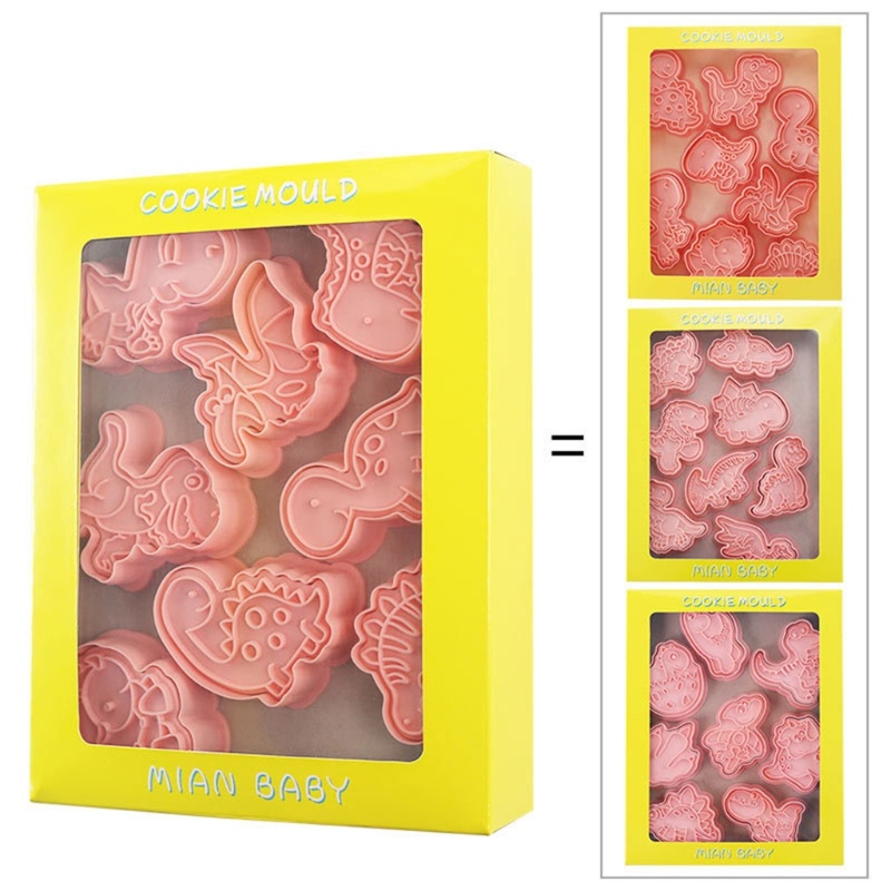 Set 24 Khuôn Nhấn Làm Bánh Quy Mini Hình Khủng Long