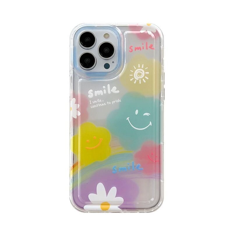 Ốp Điện Thoại TPU Mềm Trong Suốt Hình Mặt Cười Cầu Vồng Cho IPhone 14 Pro Max 13 12 11 Pro XS Max X XR 7 8 6 6S Plus